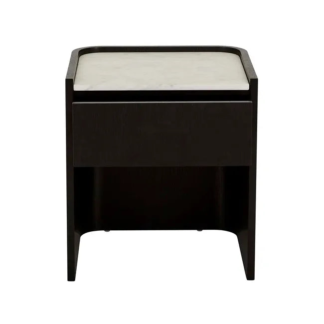 Elsie Bedside - Matt White Marble - Matt Dark Oak