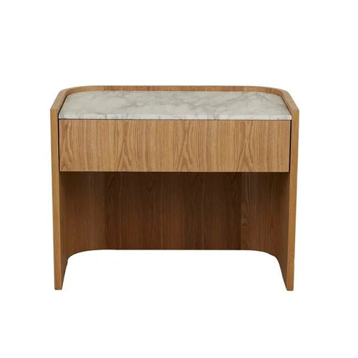 Elsie Bedside - Matt White Marble - Natural Ash - Biku Furniture & Homewares