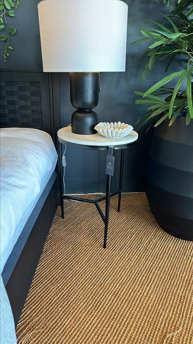 Sabela Welded Iron & Marble Accent Side Table - Biku Furniture & Homewares